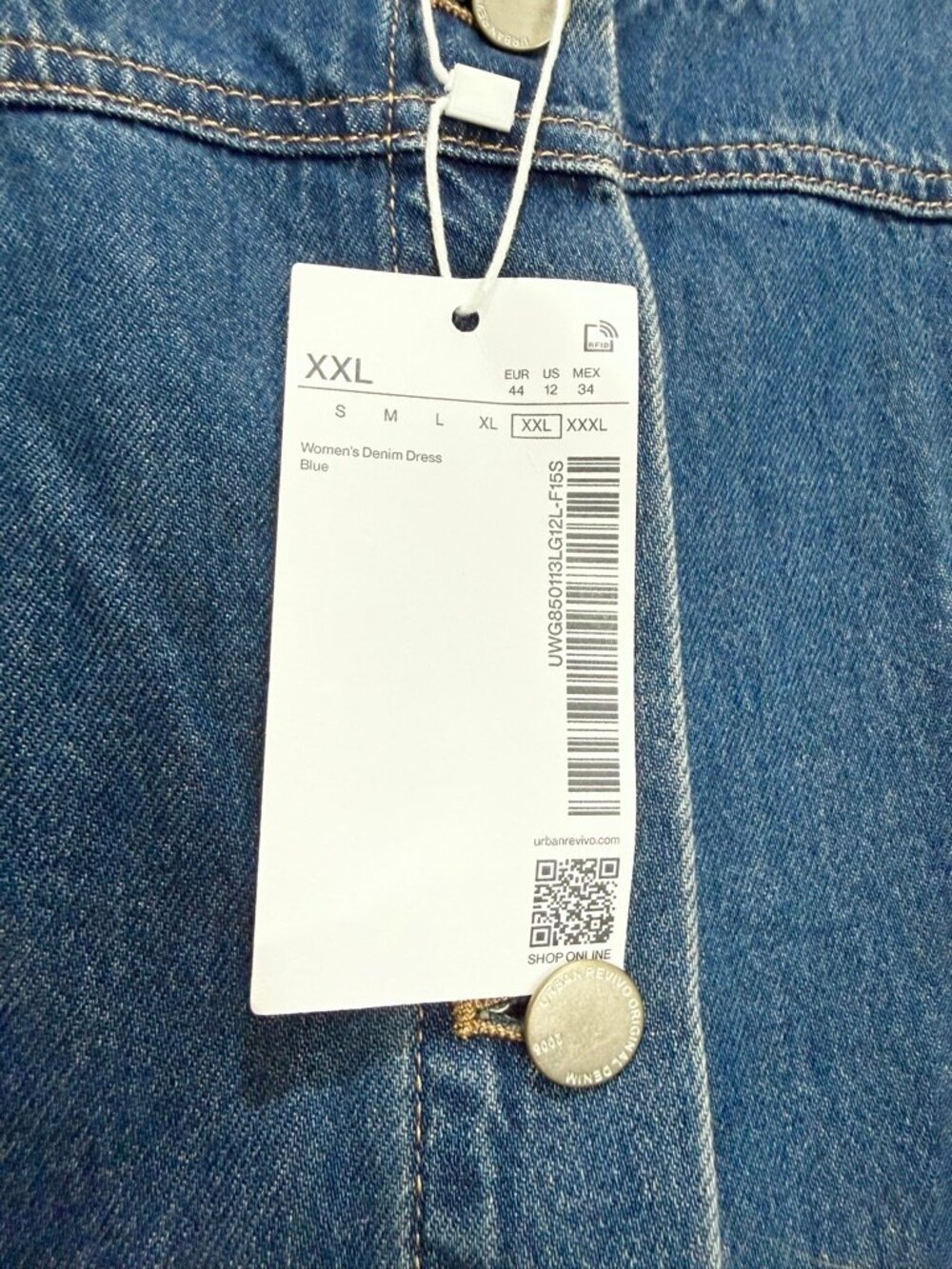 NWT Urban Revivo Blue Denim A- Line Dress Sz 12 - Picture 5 of 8